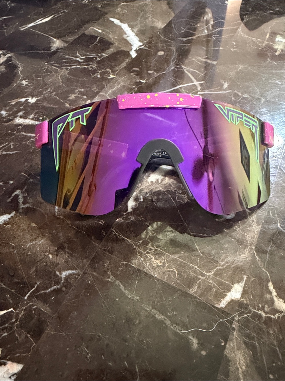 Pit Viper Purple Mirror Shield Sunglasses with Pink Accents